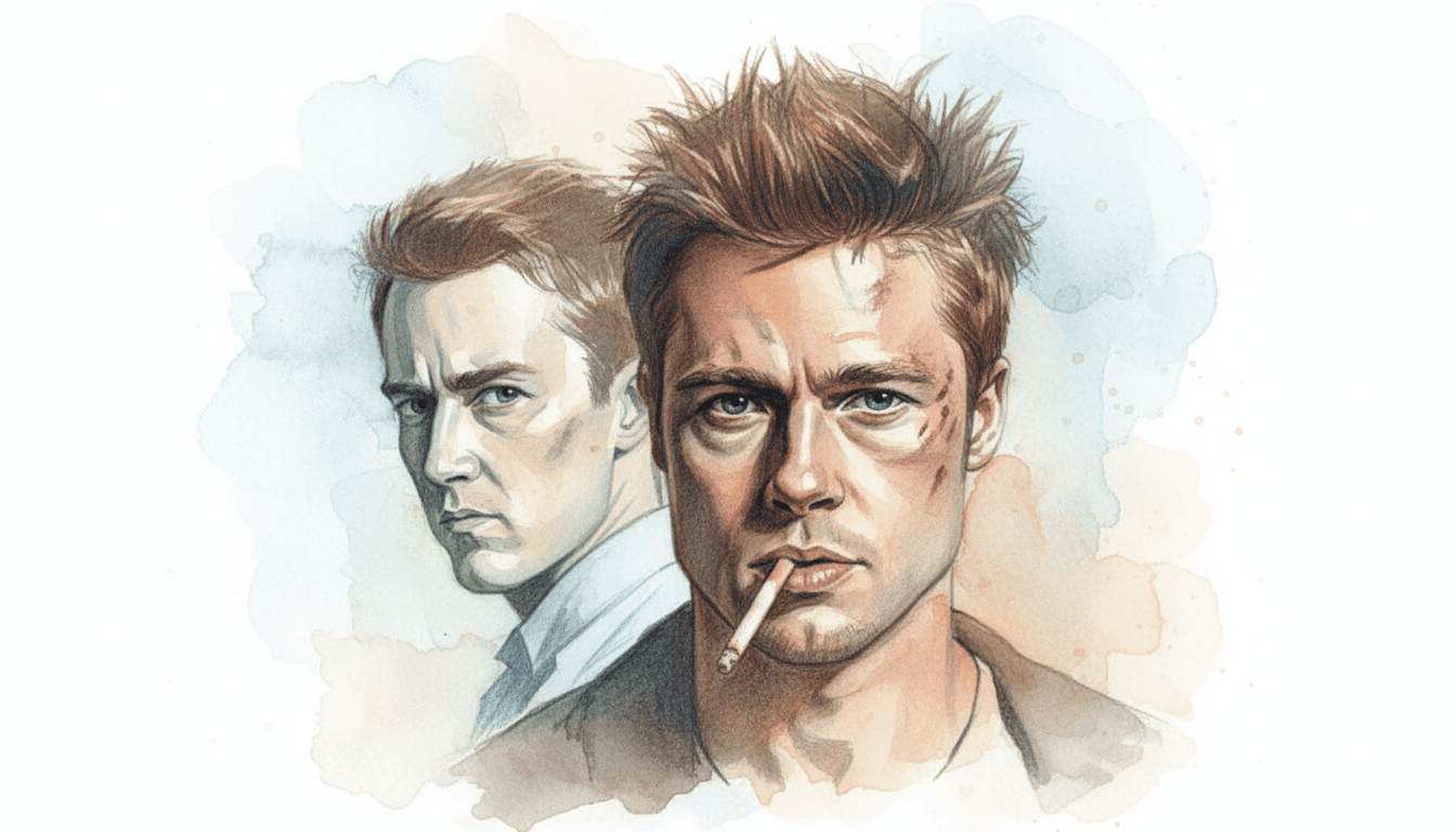 Drawing of Tyler Durden and the Narrator from Fight Club