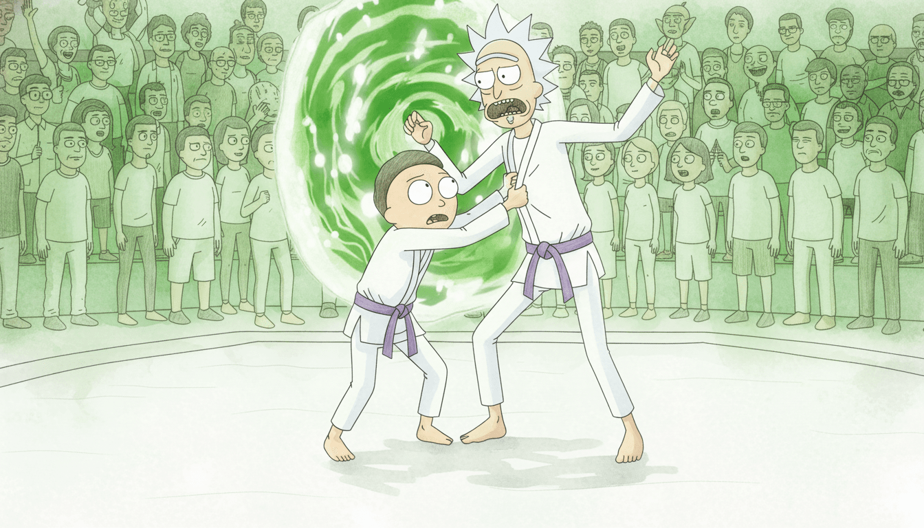 Illustration of Rick and Morty in a BJJ Match