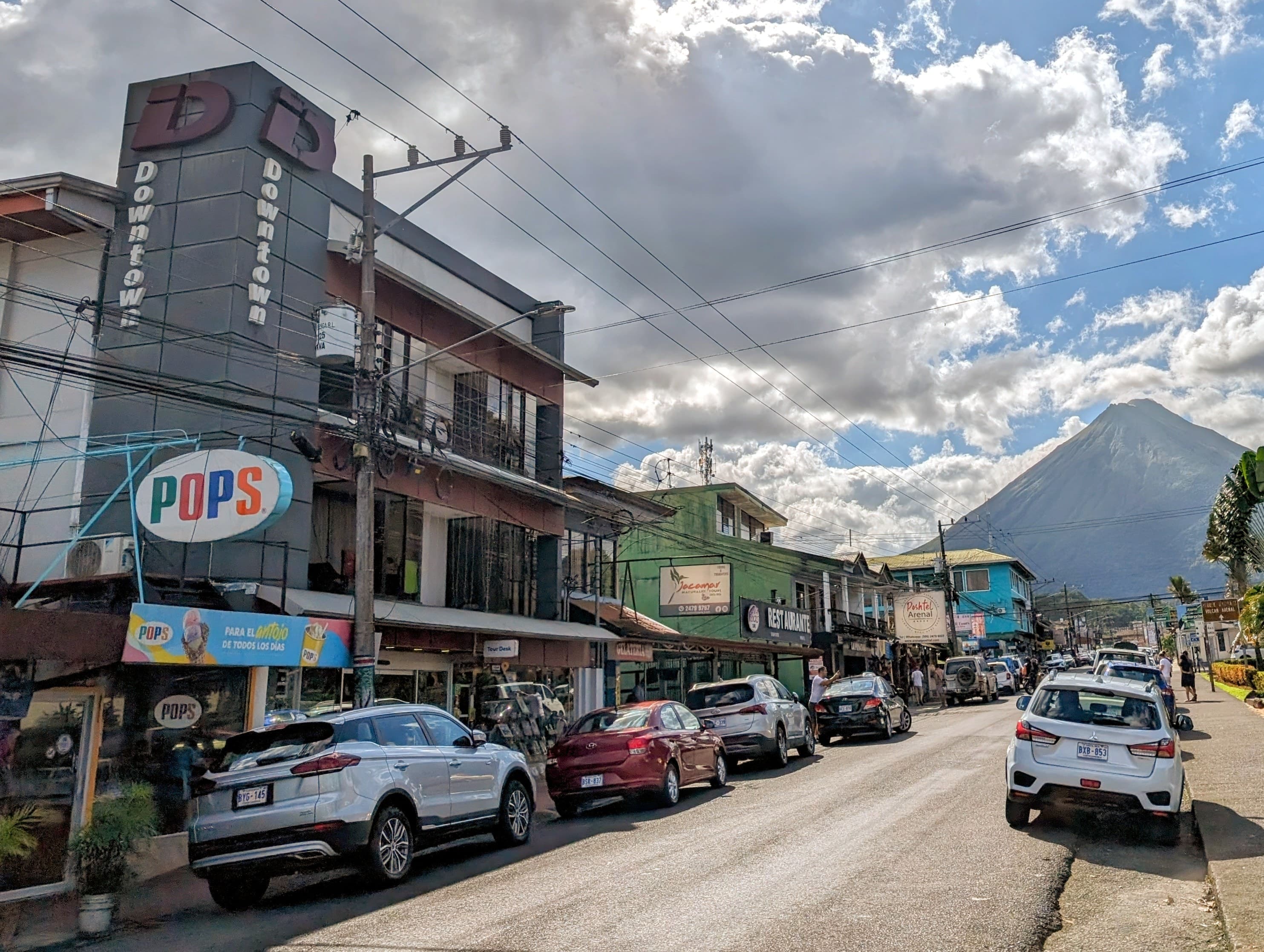 A volcano at the end of the street. La Fortuna.